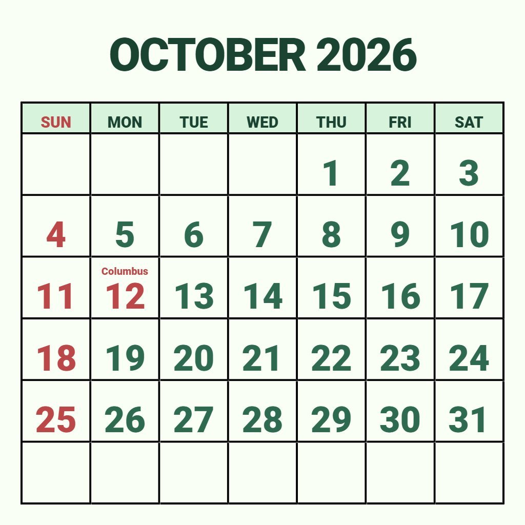 Editable October 2026 Calendar Printable With Lines Schedule PDF Download