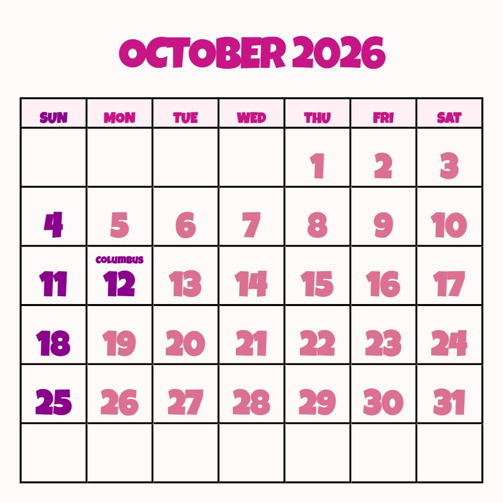 Cute October And November 2026 Calendar Printable Planning PDF Download