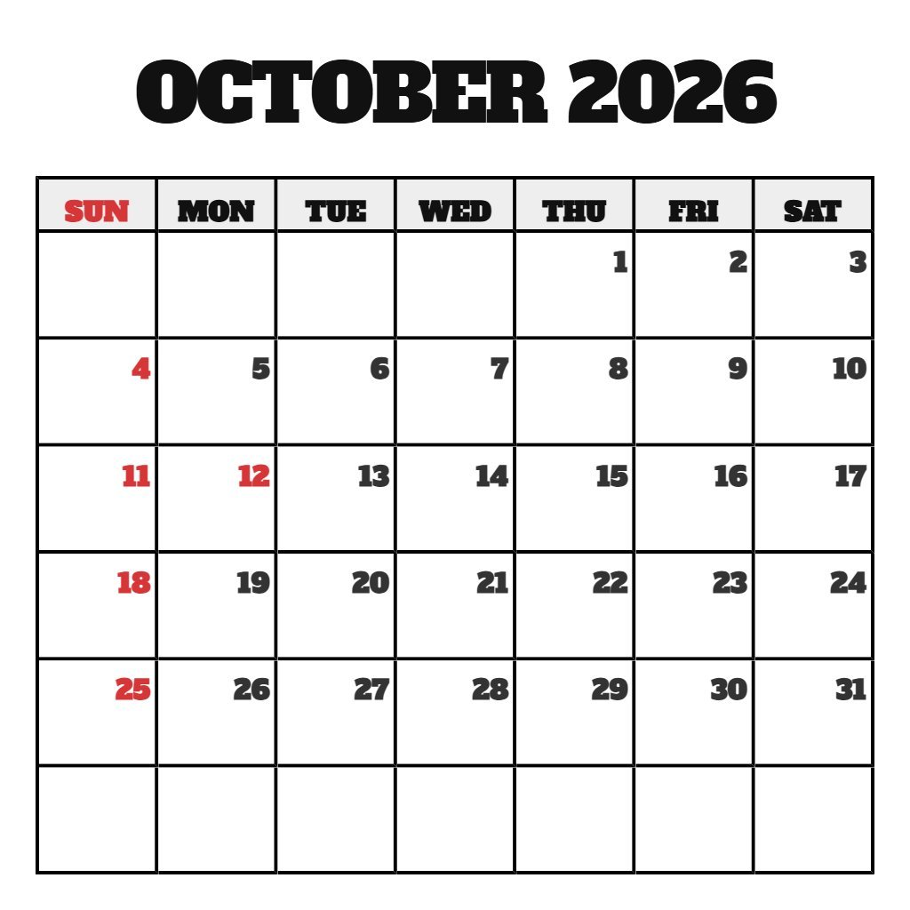 Custom October November December 2026 Calendar Printable Notes PDF Download