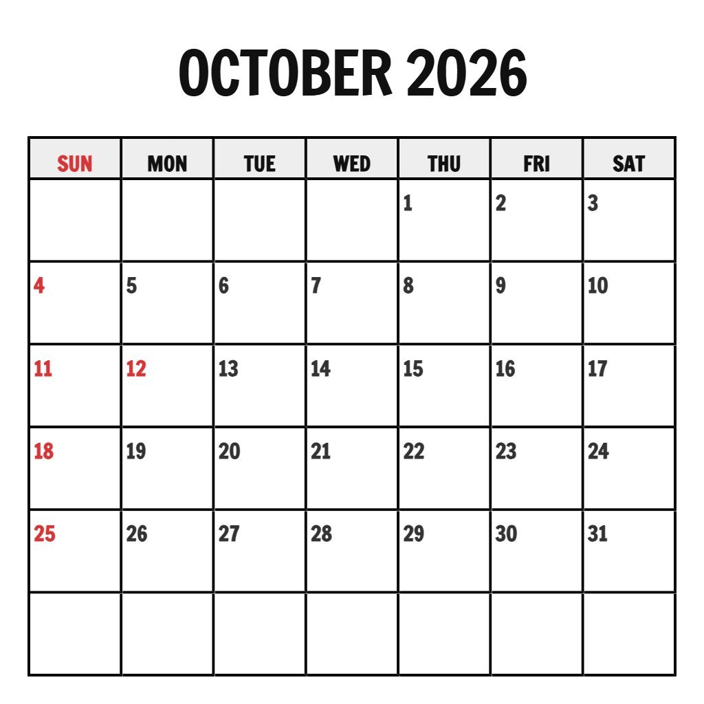 Editable October November December 2026 Calendar Printable Schedule PDF Download