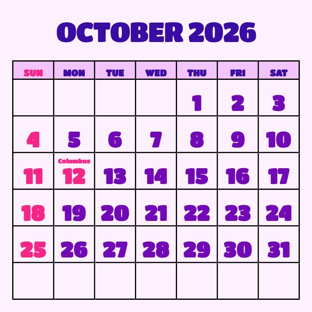 Free October November December 2026 Calendar Printable Wallpaper PDF Download