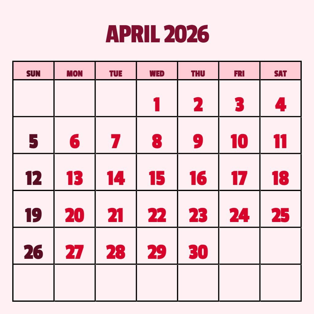 Editable Printable April 2026 Calendar Free Planning PDF Download Editable Printable April 2026 Calendar Free Planning PDF Download