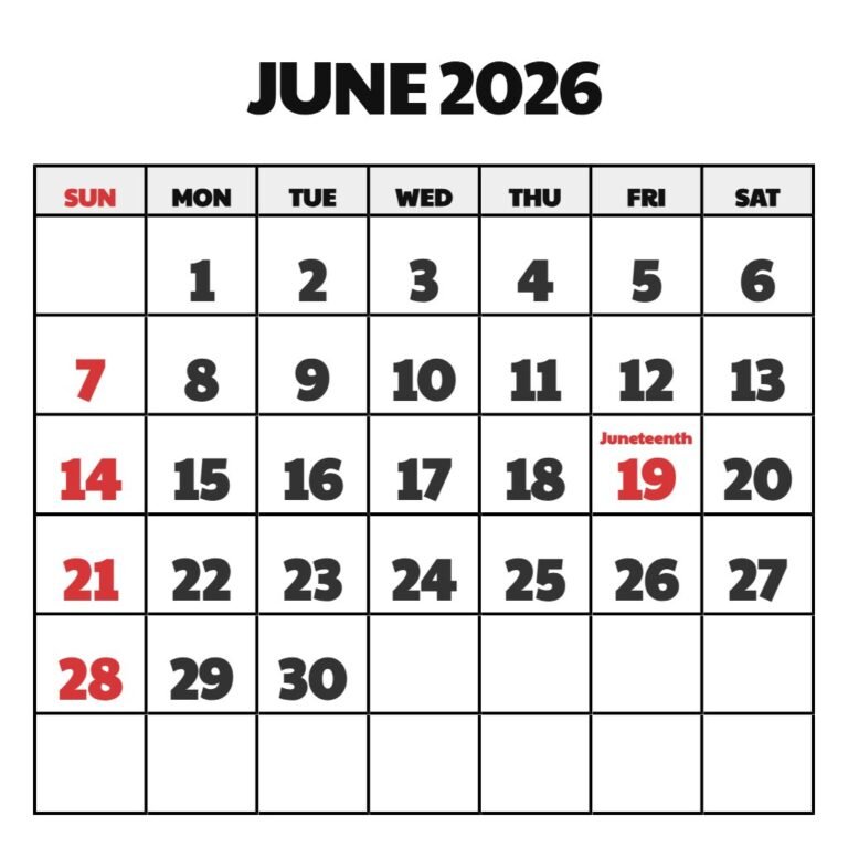 Printable Calendar 2026 June July August PDF Download