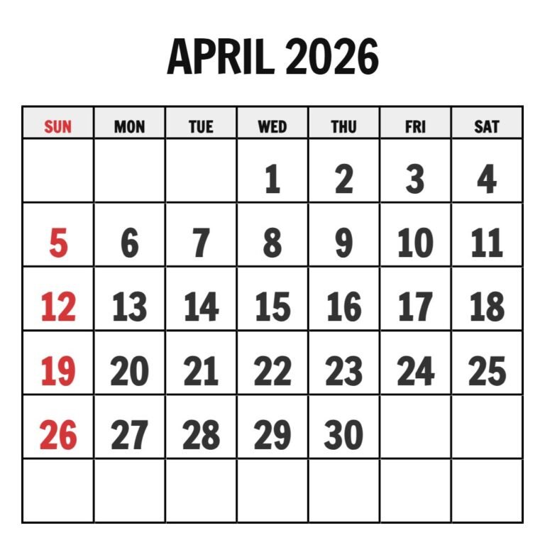 Printable Calendar April May June 2026 PDF Download