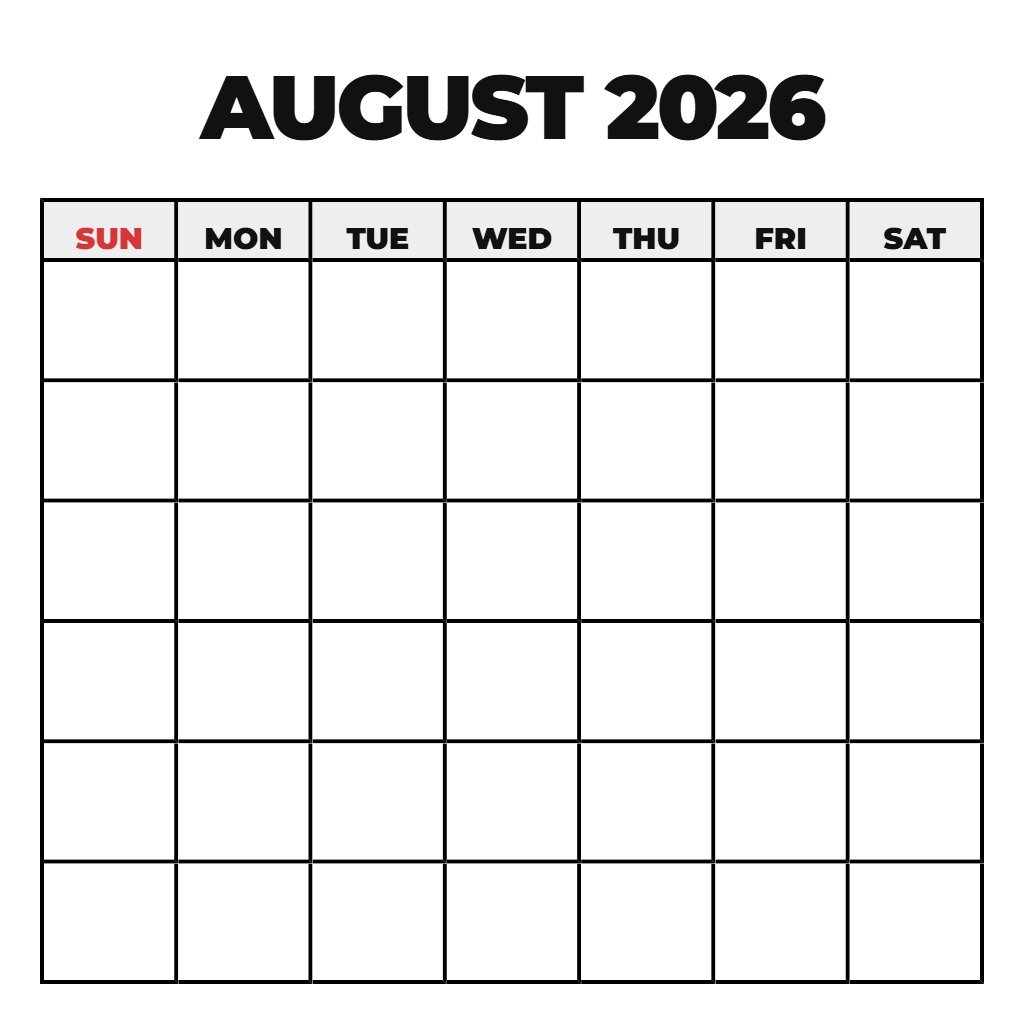 Printable Calendar August And September 2026 Blank PDF Download