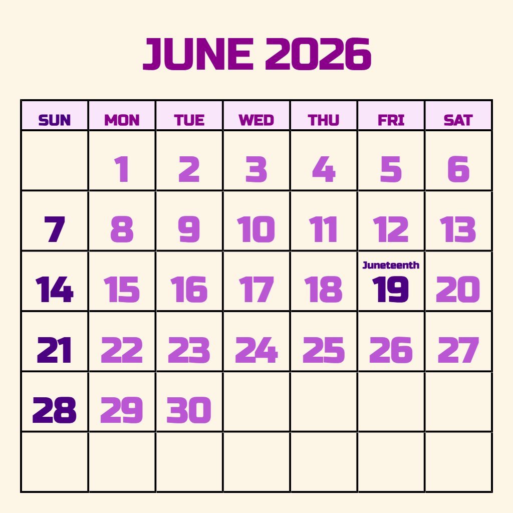Free Printable Calendar For June 2026 Wallpaper PDF Download