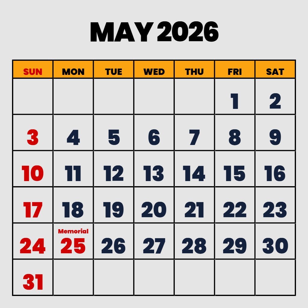 Custom Printable Calendar For May 2026 Wallpaper PDF Download