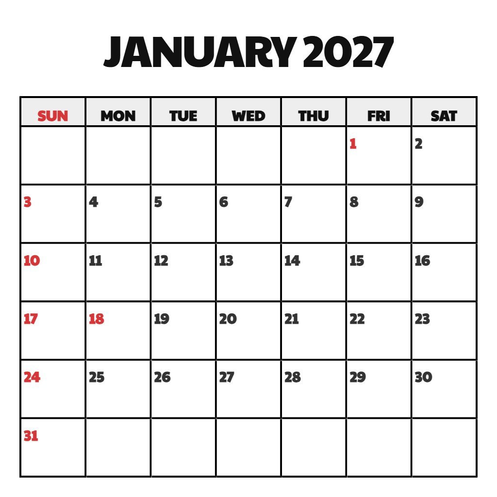 Editable Printable Calendar January February 2027 Wallpaper PDF Download