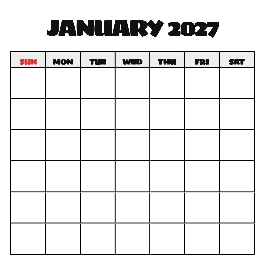 Printable Calendar January February 2027 Blank PDF Download
