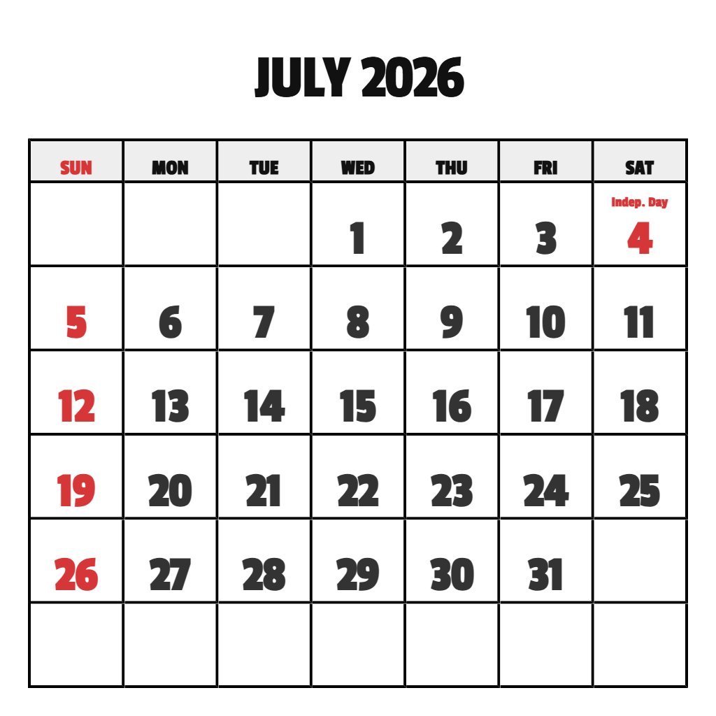 Printable Calendar July 2026 To June 2026 Printable Calendar July 2026 To June 2026 PDF Download