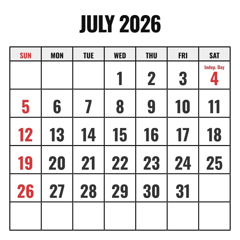 Printable Calendar July And August 2026 Printable Calendar July And August 2026 PDF Download