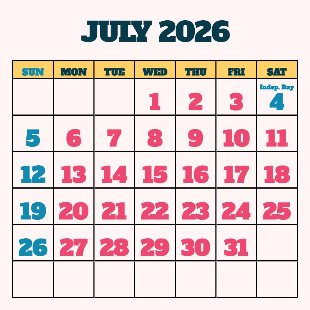 Editable Printable Calendar July August September 2026 Planning PDF Download