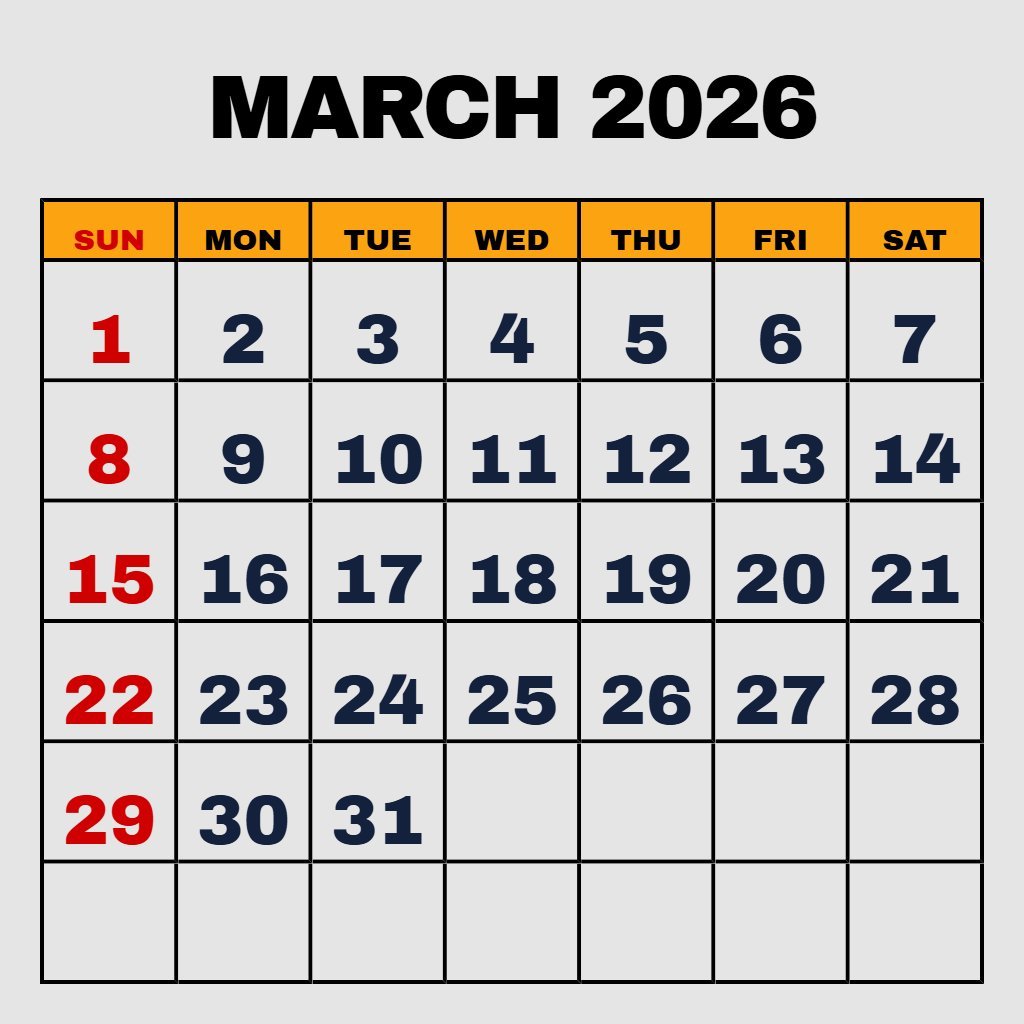 Custom Printable Calendar March And April 2026 Schedule PDF Download