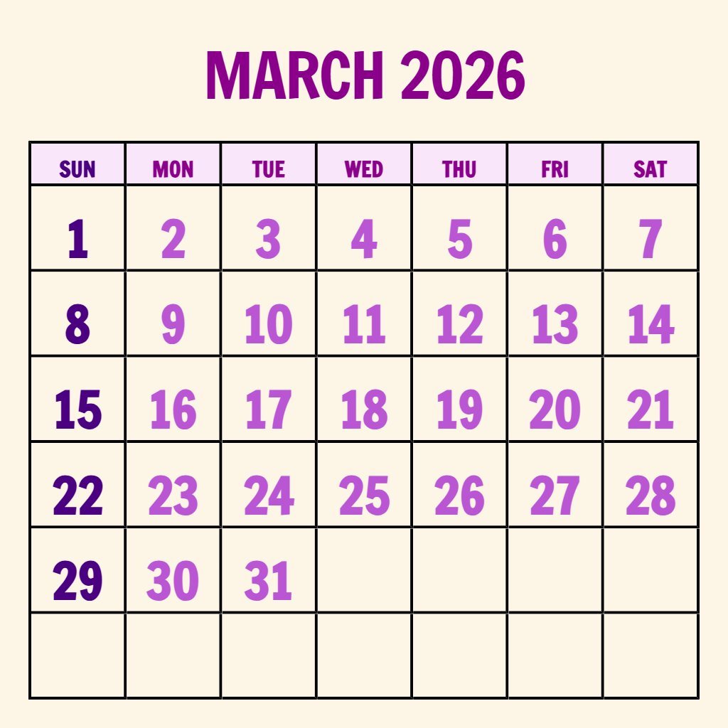 Custom Printable Calendar March April 2026 Notes PDF Download Custom Printable Calendar March April 2026 Notes PDF Download