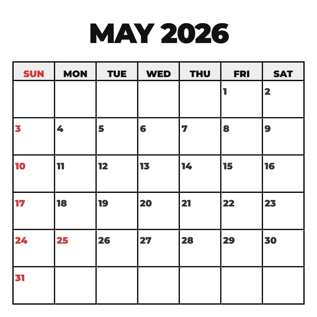 Editable Printable Calendar May And June 2026 Notes PDF Download