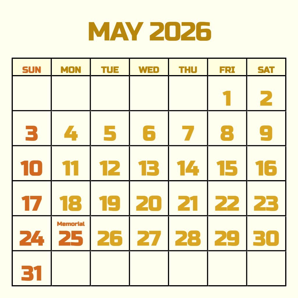 Custom Printable Calendar May And June 2026 Planning PDF Download