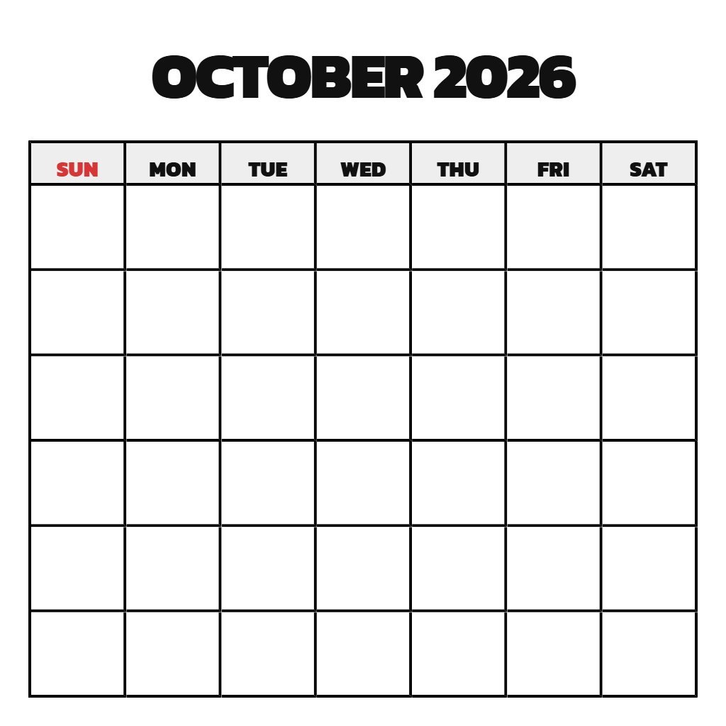 Printable Calendar October And November 2026 Blank PDF Download