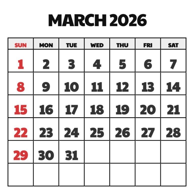 Printable Calendar Of March 2026 PDF Download