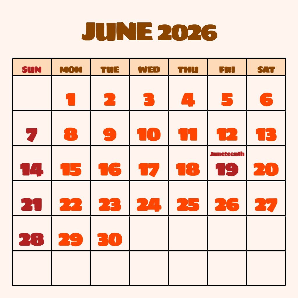 Cute Printable Calendars June 2026 Calendar Notes PDF Download