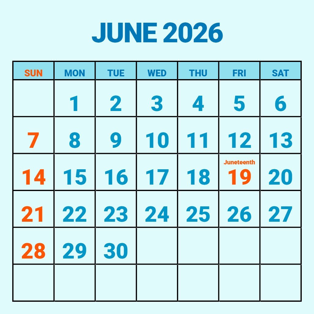 Custom Printable Calendars June 2026 Calendar Notes PDF Download