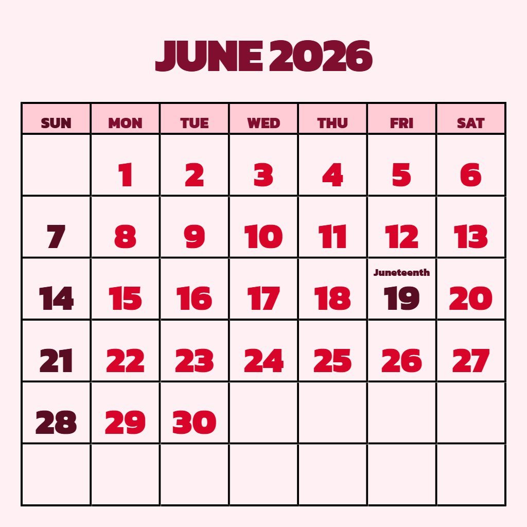 Custom Printable June 2026 Calendar With Holidays Planning PDF Download