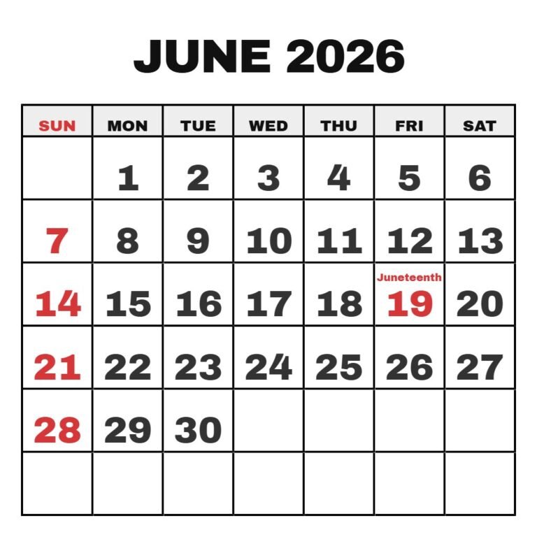 Printable June And July 2026 Calendar PDF Download