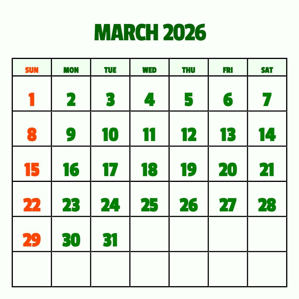Free Printable March 2026 Calendar Pdf Planning PDF Download