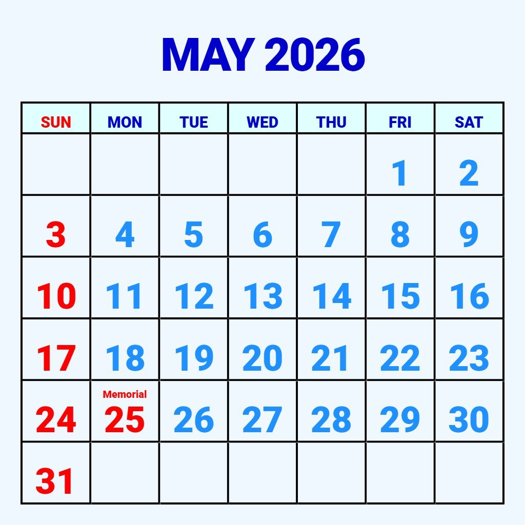 Editable Printable May 2026 Calendar Free Planning PDF Download
