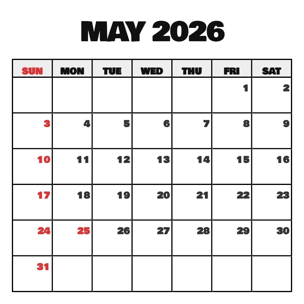 Free Printable May 2026 Calendar With Holidays Wallpaper PDF Download