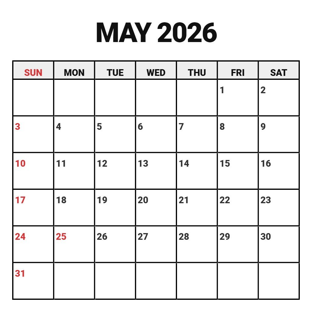 Free Printable May Calendar 2026 Pdf Wallpaper PDF Download