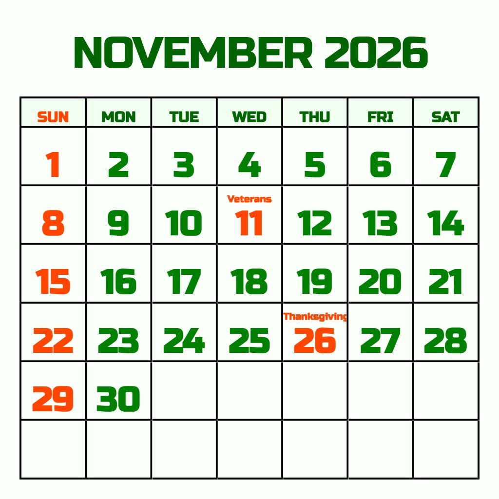 Free Printable November 2026 Calendar Pdf Planning PDF Download