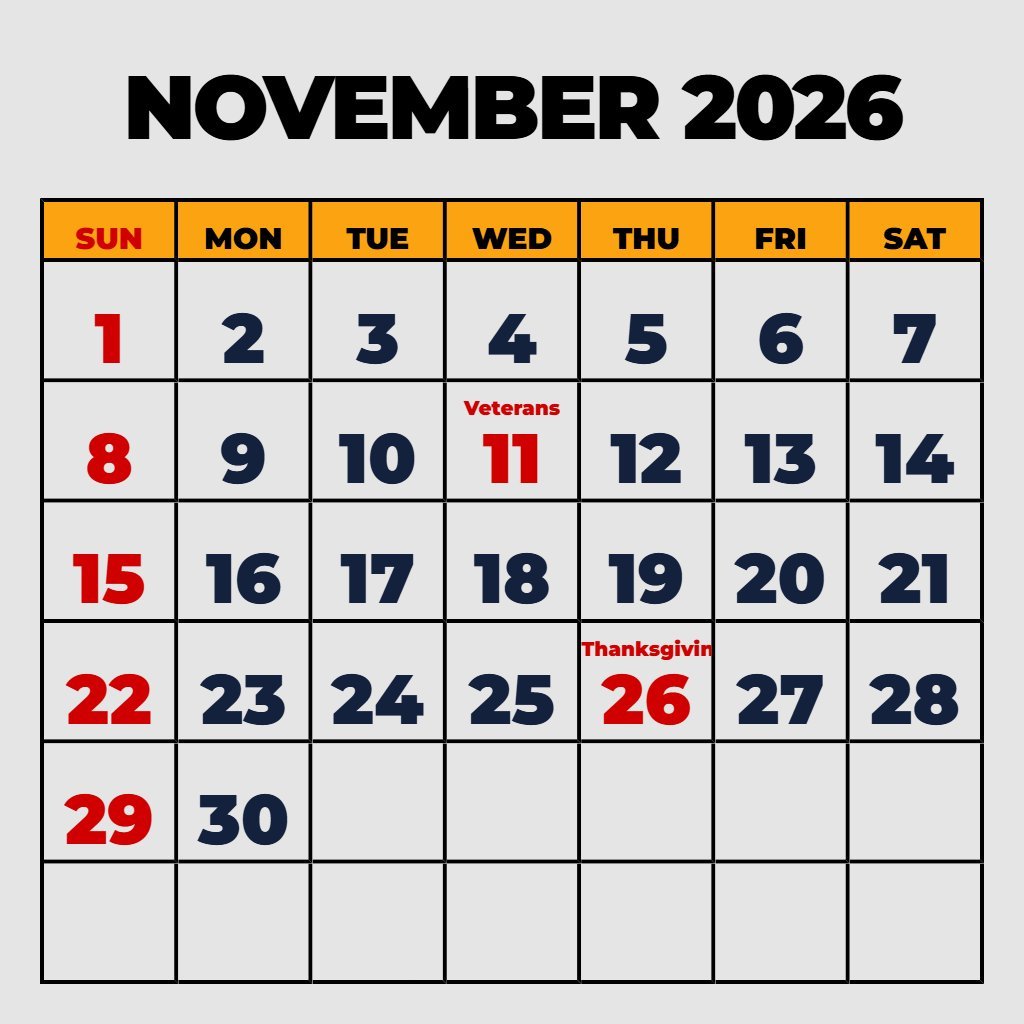 Custom Printable November And December 2026 Calendar Wallpaper PDF Download