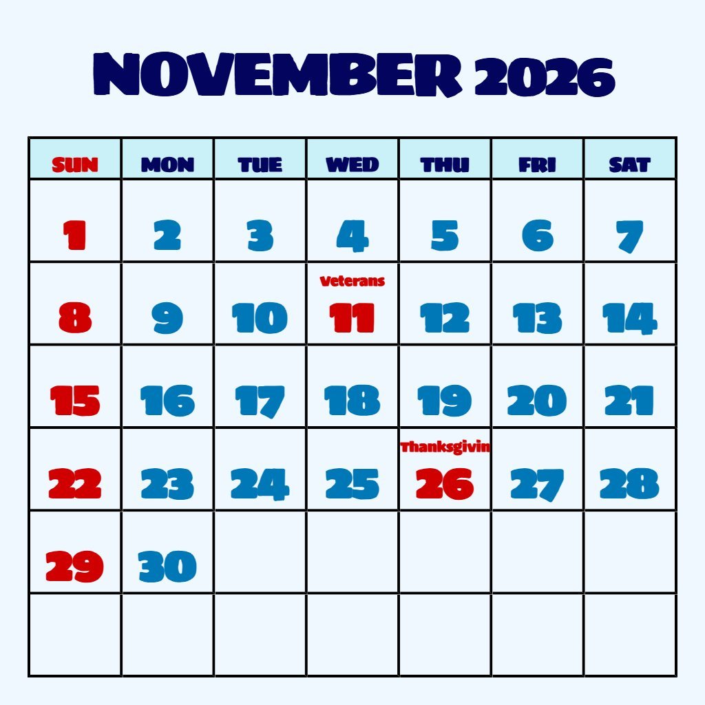 Free Printable November And December 2026 Calendar Planning PDF Download