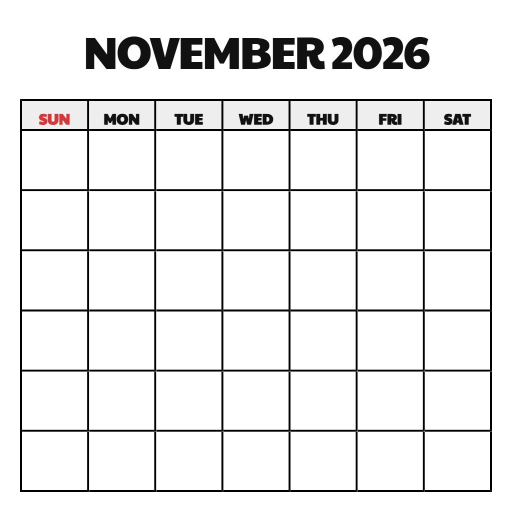 Printable November And December 2026 Calendar Blank PDF Download
