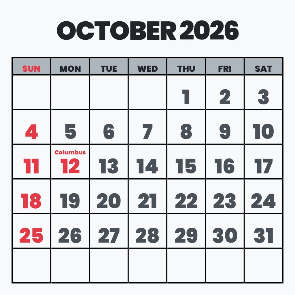 Cute Printable October 2026 Calendar Pdf Wallpaper PDF Download