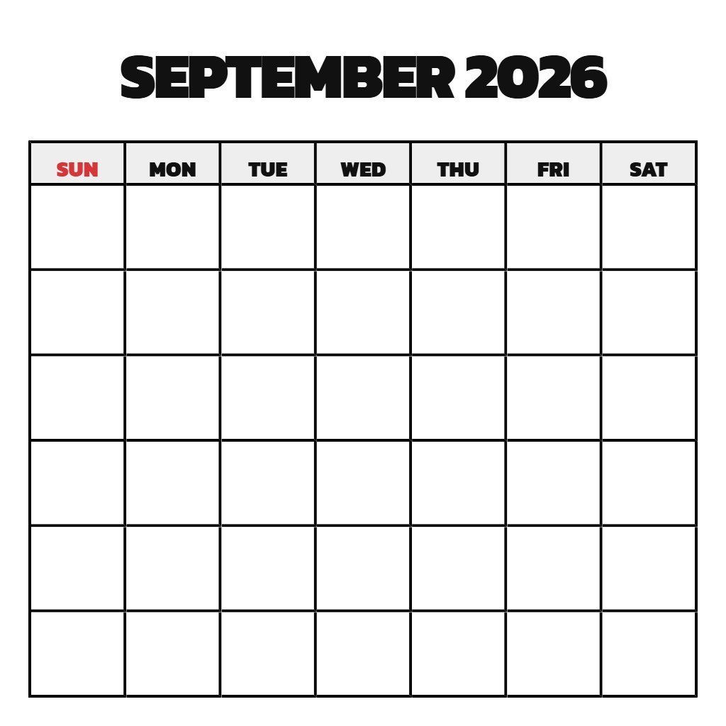Printable September 2026 Calendar Pdf Blank PDF Download