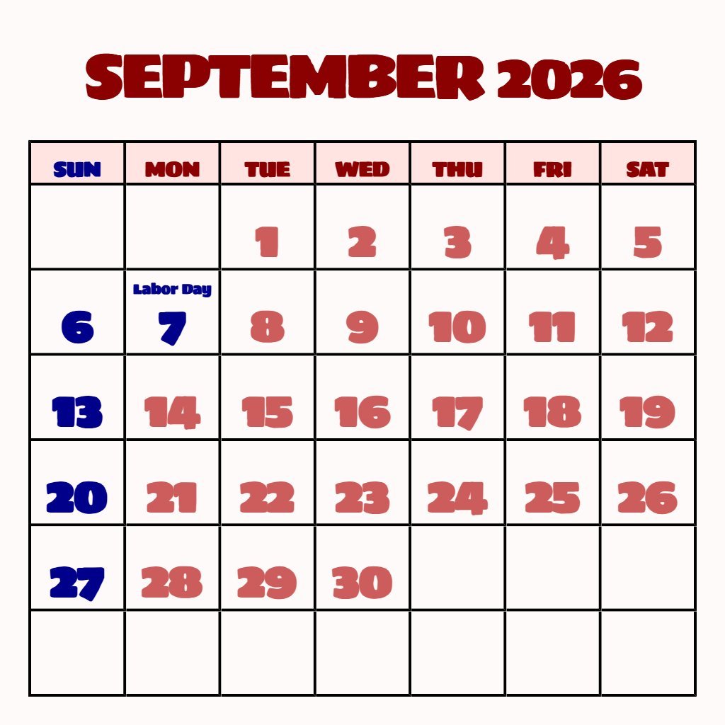 Free Printable September October 2026 Calendar Planning PDF Download