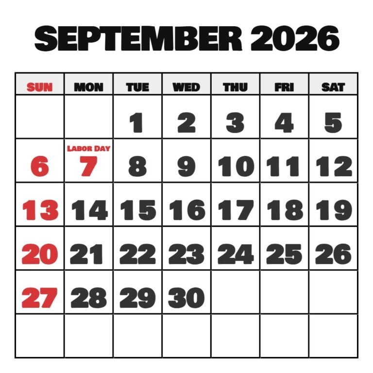 Printable September October 2026 Calendar PDF Download