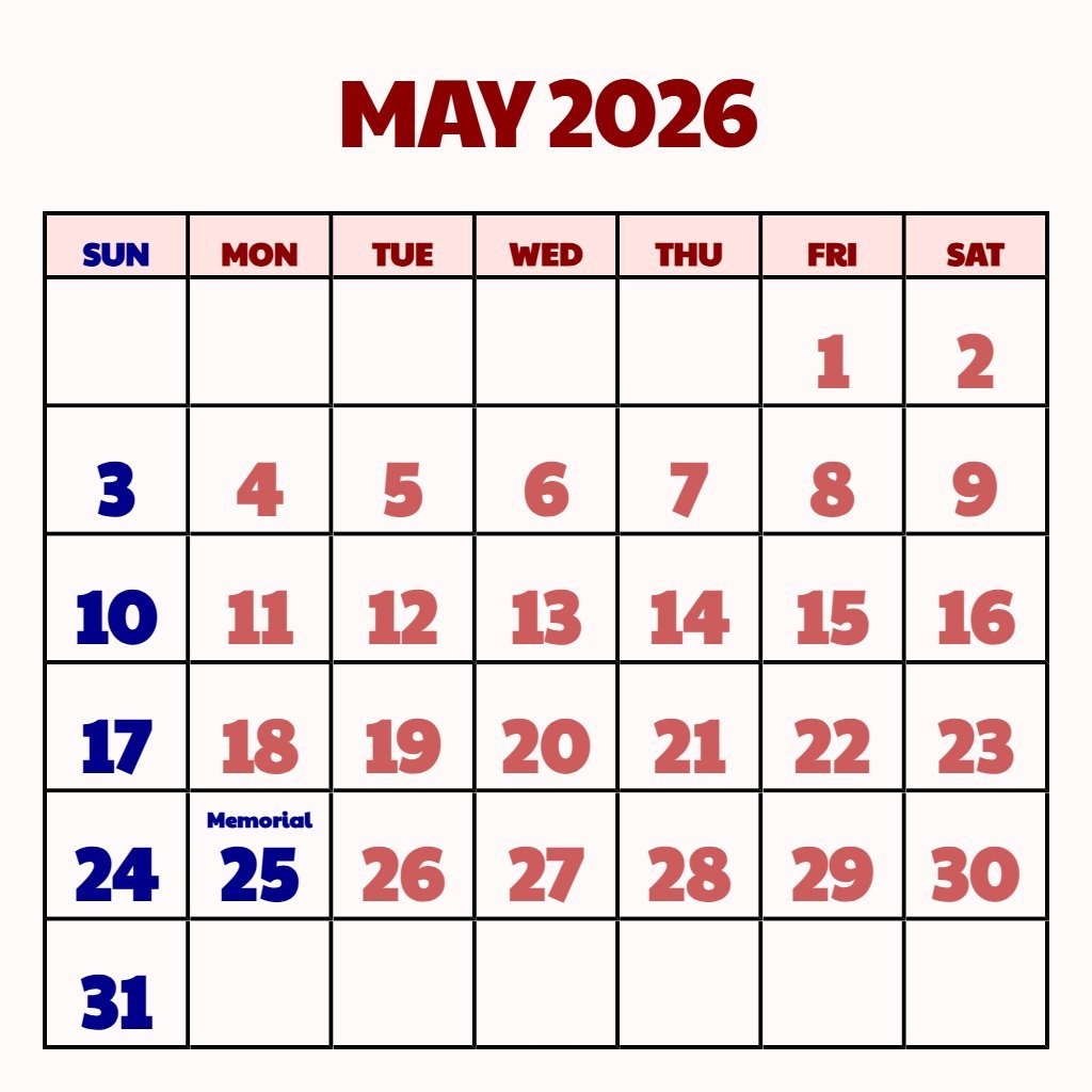 Cute Printable Tree Free Printable May 2026 Calendar Notes PDF Download