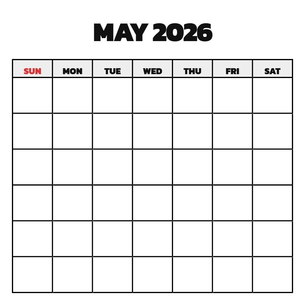 Printable Tree Free Printable May 2026 Calendar Blank PDF Download
