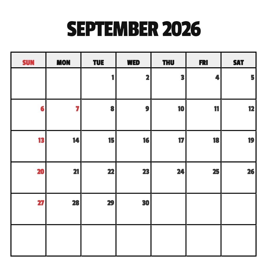 Cute September 2026 Calendar Free Printable Planning PDF Download