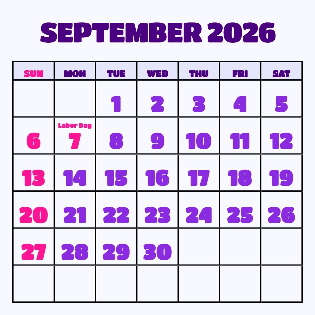 Editable September 2026 Calendar Printable Pdf Wallpaper PDF Download