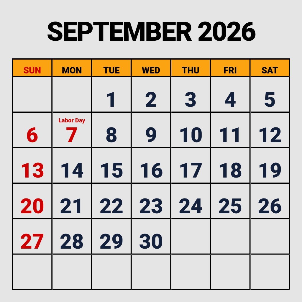 Cute September 2026 Calendar Printable Pdf Free Download Schedule PDF Download