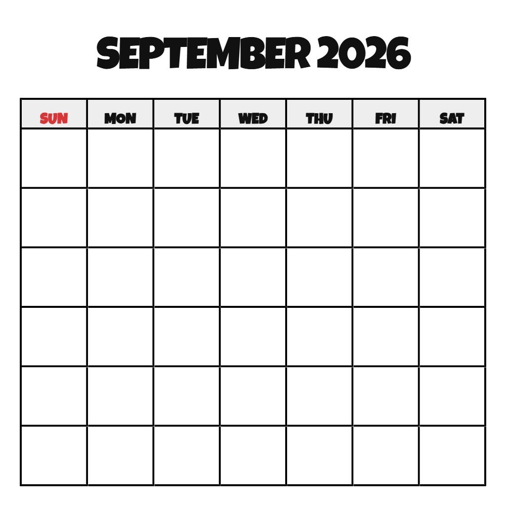September 2026 Calendar Printable Pdf Free Download Blank PDF Download