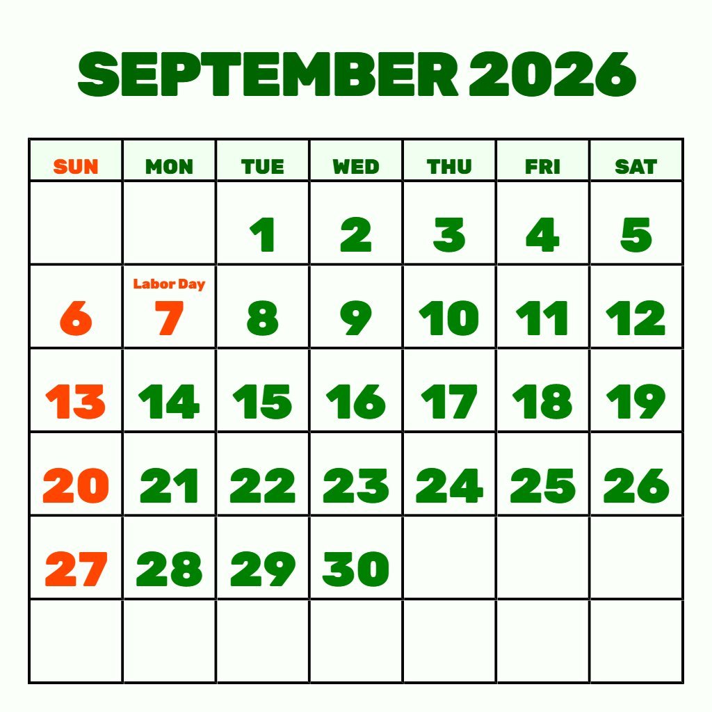 Free September 2026 Calendar Printable With Lines Planning PDF Download