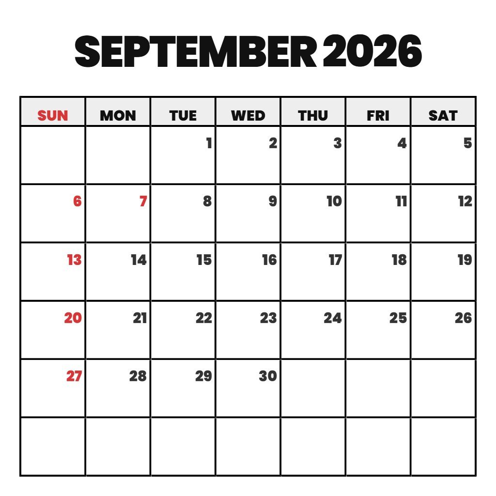 Cute September 2026 Calendar With Holidays Printable Planning PDF Download Cute September 2026 Calendar With Holidays Printable Planning PDF Download