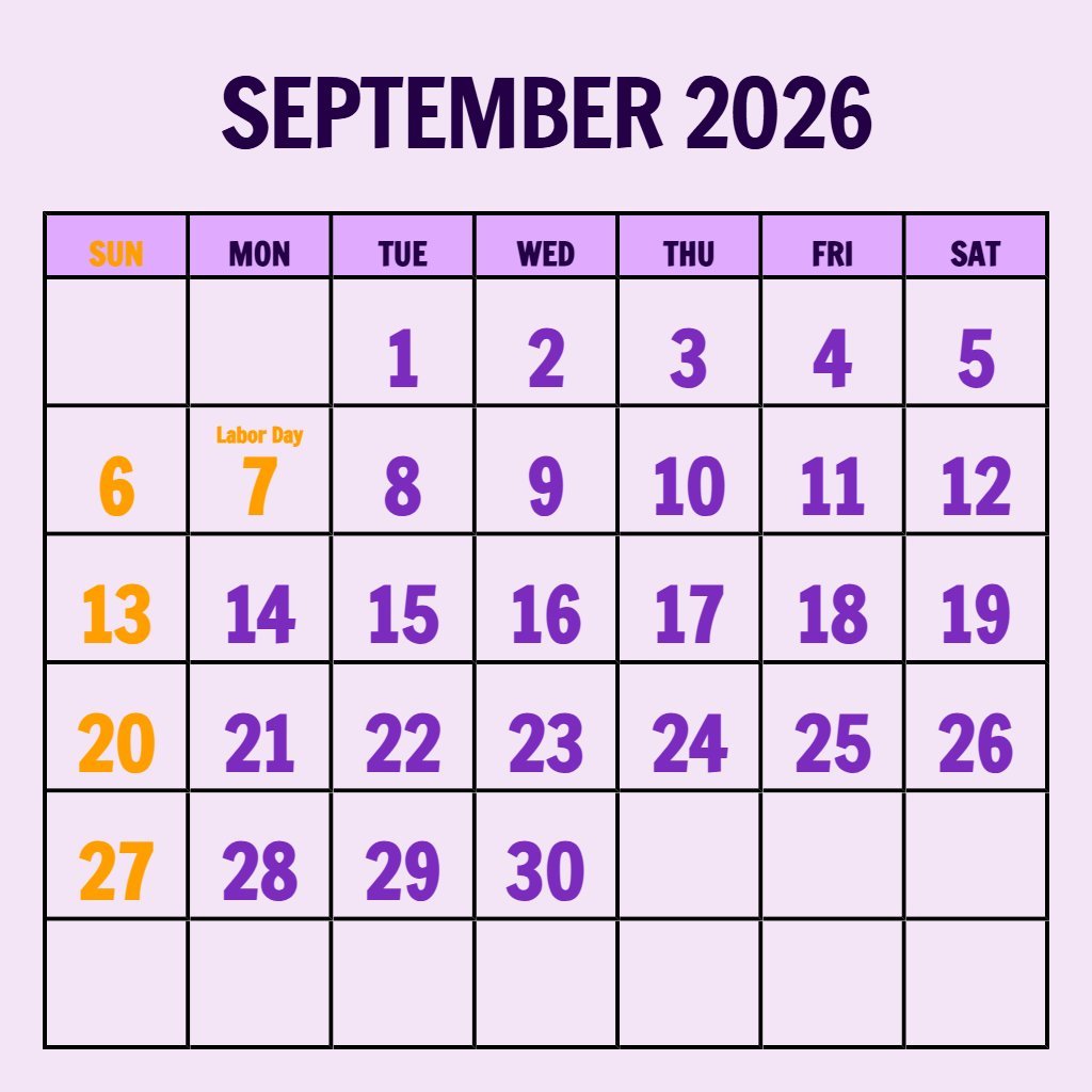 Editable September 2026 Calendar With Holidays Printable Schedule PDF Download Editable September 2026 Calendar With Holidays Printable Schedule PDF Download