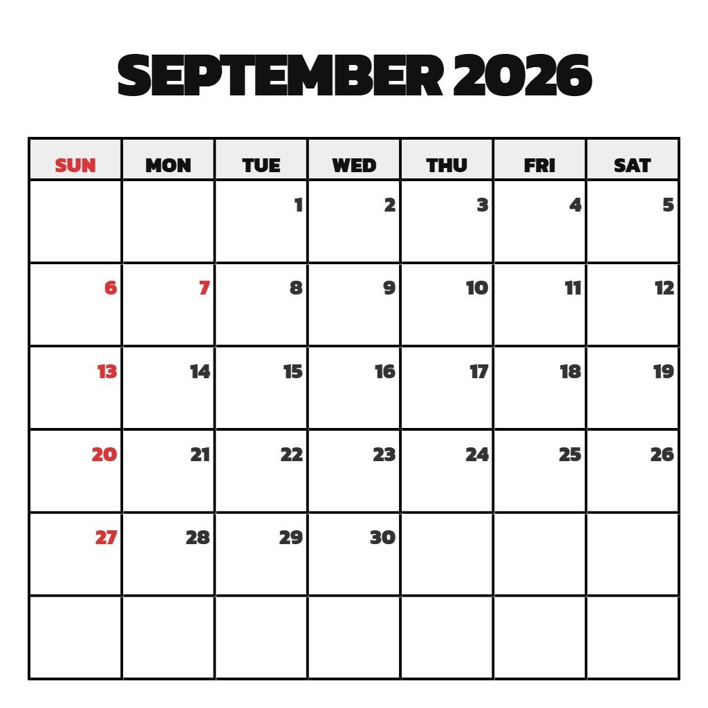 Editable September 2026 Free Printable Calendar Notes PDF Download Editable September 2026 Free Printable Calendar Notes PDF Download