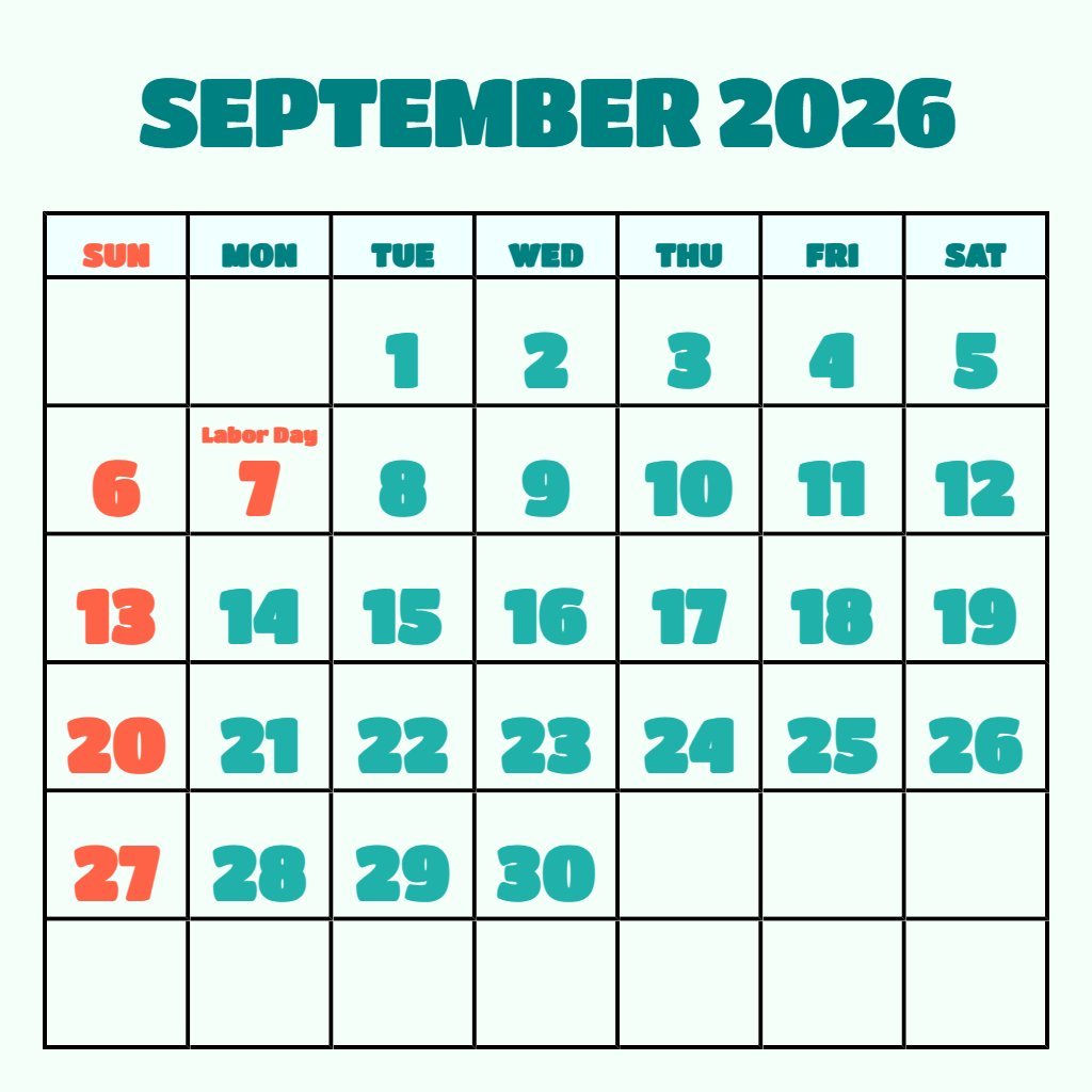 Custom September 2026 Free Printable Calendar Wallpaper PDF Download Custom September 2026 Free Printable Calendar Wallpaper PDF Download