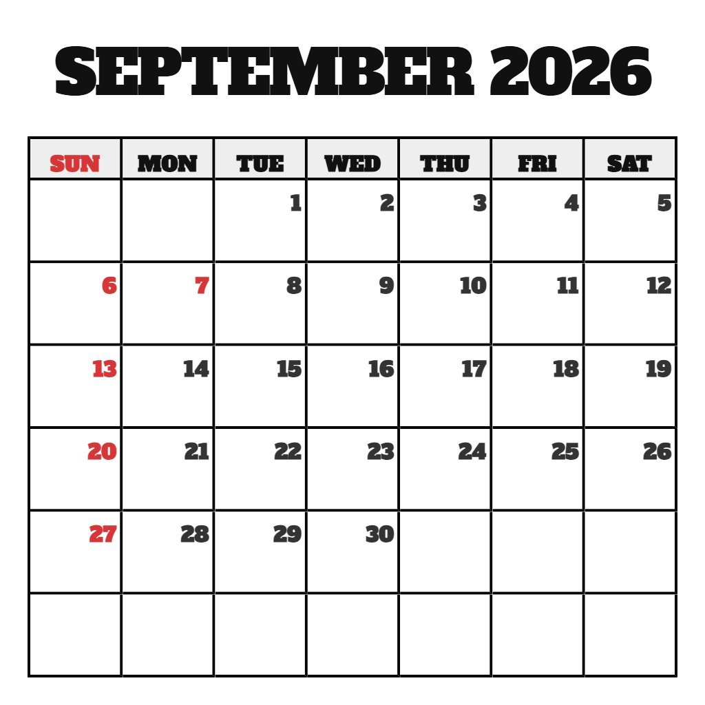 Editable September 2026 Printable Calendar With Holidays Wallpaper PDF Download Editable September 2026 Printable Calendar With Holidays Wallpaper PDF Download